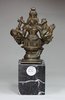 V556 Indian bronze figure of Durga on marble plinth, South India