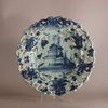 W818 A SAVONA PIERCED FOOTED DISH 17th 18th century, painted with a landscape,