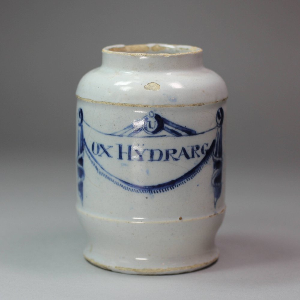 X978 Dutch Delft blue and white drug jar, 18th century