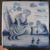 #85 English pottery blue and white jug