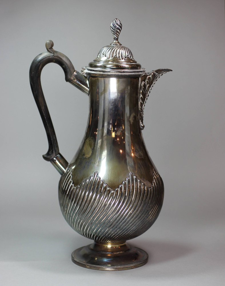 #120M English Sheffield plate silver ewer and cover