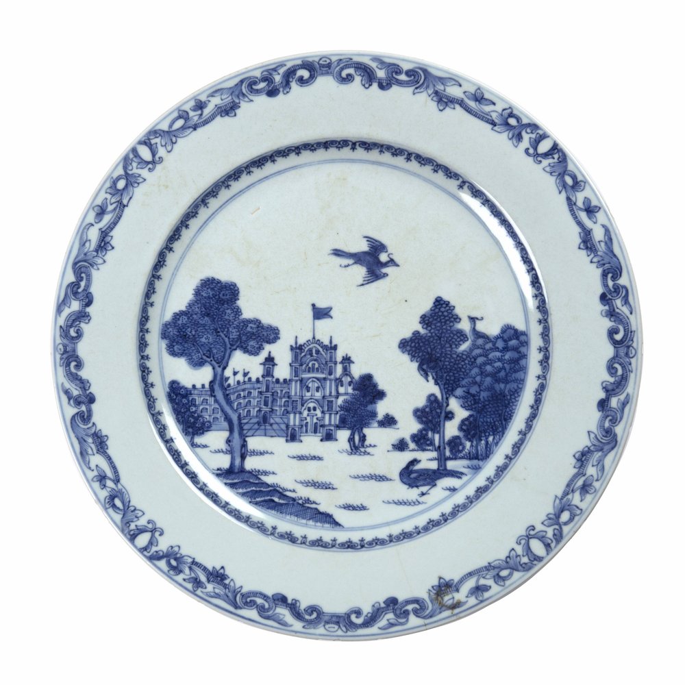 AA1 Rare rlue and white export ‘Burghley House’ dish Chinese, Late Kangxi or early Qianlong