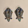 AA108 Pair of filigree and enamel double Koi fish pendants