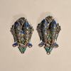 AA108 Pair of filigree and enamel double Koi fish pendants