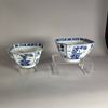 AA114 Pair of Chinese blue and white bowls of square section with canted corners, Kangxi (1668-1722) each side decorated
