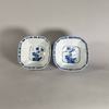 AA114 Pair of Chinese blue and white bowls of square section with canted corners, Kangxi (1668-1722) each side decorated