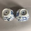 AA114 Pair of Chinese blue and white bowls of square section with canted corners, Kangxi (1668-1722) each side decorated