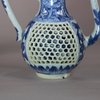 AA16 A pair of blue and white double-walled reticulated ewers and covers of slender form, Kangxi(1662-1722)
