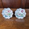 AA41 Pair of unusual small famille-rose leaf- shape dishes, (Qianlong1)