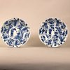 AA5 Pair of Chinese blue and white lobed dishes Kangxi(1662-1722)