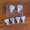 AA59 Six blue and white porcelain stem cups, circa 1643, each painted with a dragon chasing a flaming pearl.circa 1643