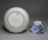 F359 Very rare Chinese export blue and white teabowl and saucer