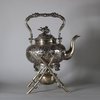 W766 A Fine Chinese Export Silver Tea Kettle and Burner and Stand