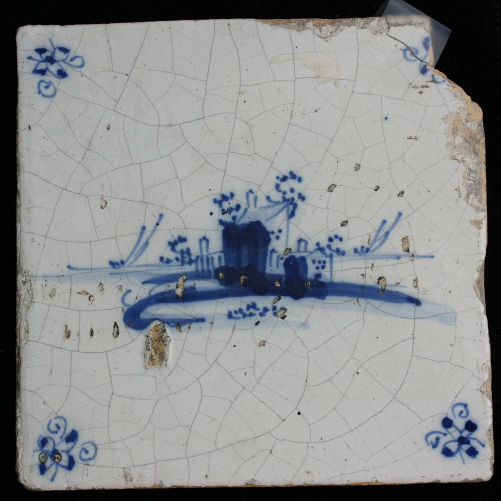 J22 Dutch delft blue and white tile,18th century