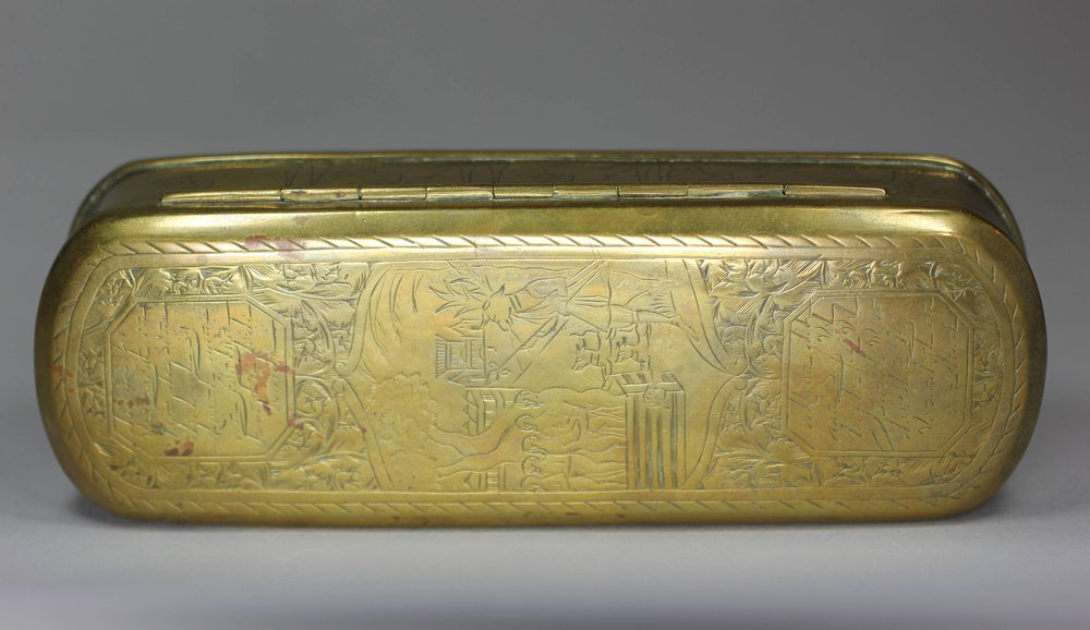 J306 Dutch brass tobacco box, 18th century