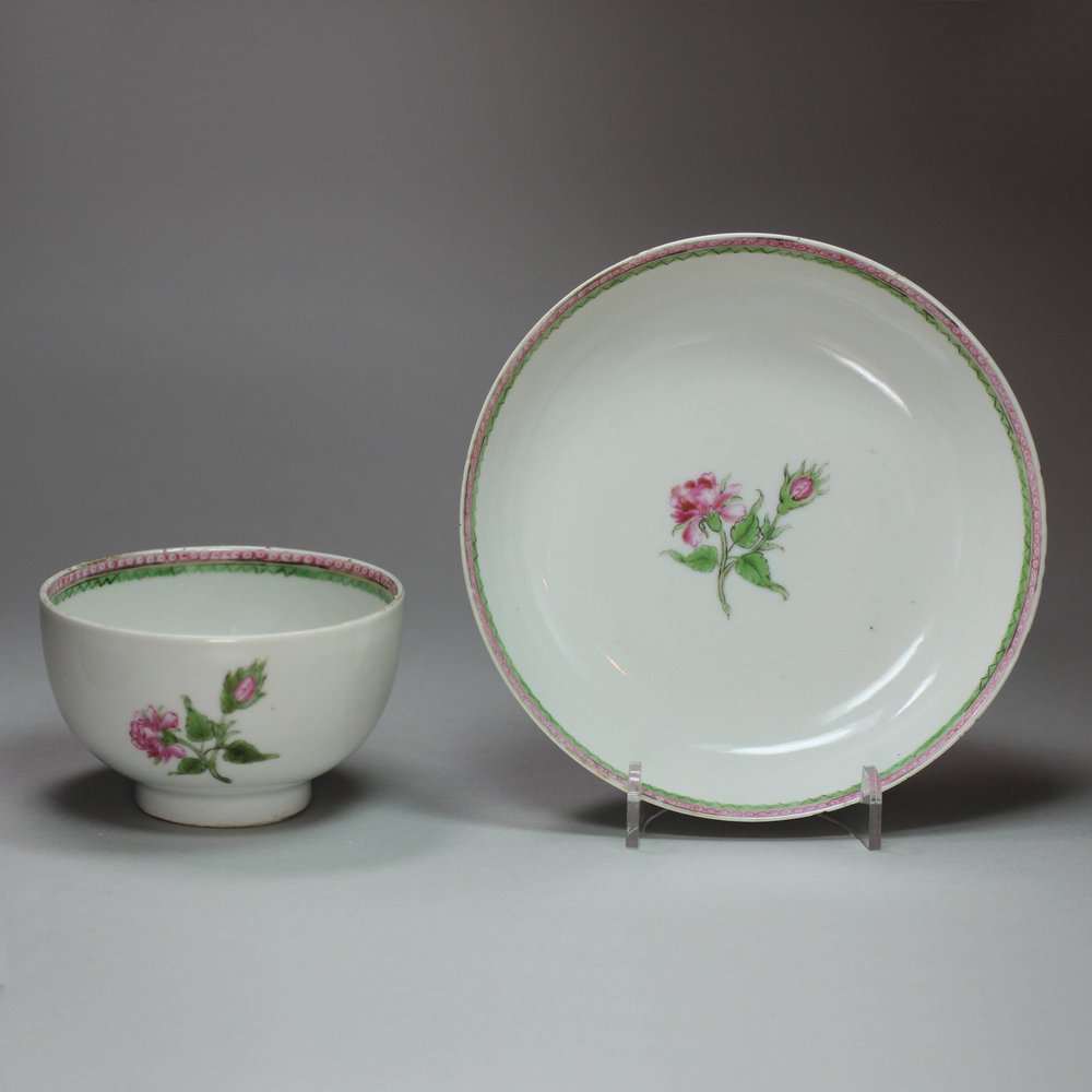 J548 Famille rose teacup and saucer, Qianlong (1734-95)