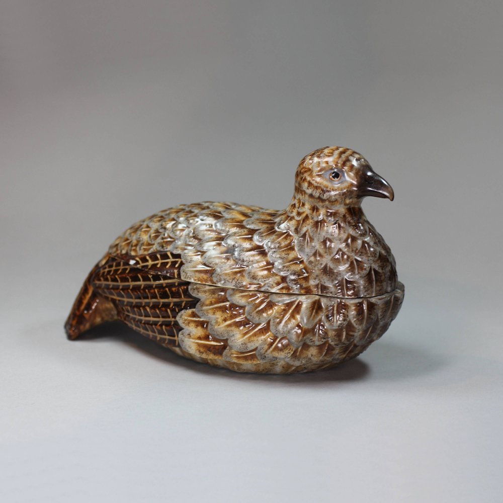 J799 Bohemian porcelain tureen of a partridge, made in Chodov