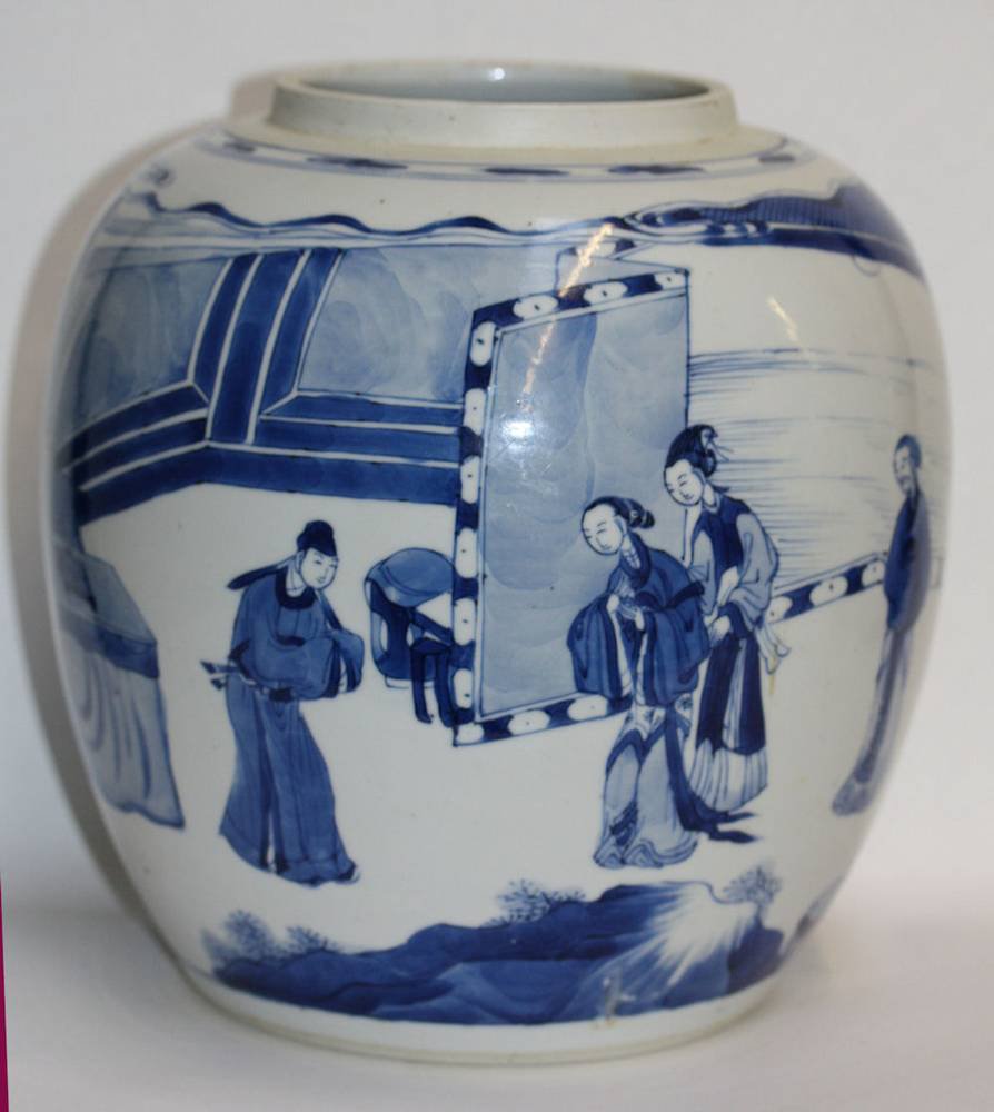 JB46 A good Chinese blue and white ginger jar, Kangxi (1662-1722)