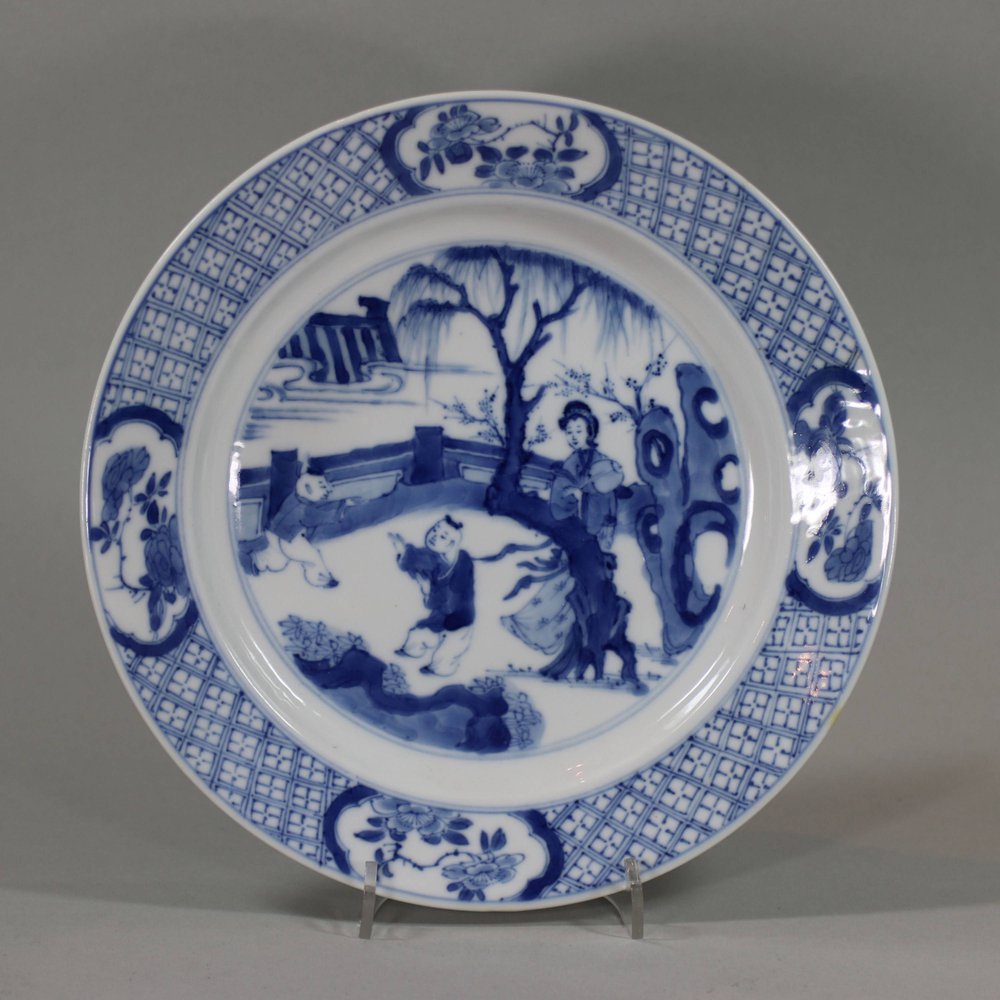 JB63 Blue and white plate, Kangxi mark and period (1662-1722)
