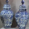 K485 Superb pair of Japanese Arita blue and white vases and covers