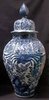 K485 Superb pair of Japanese Arita blue and white vases and covers