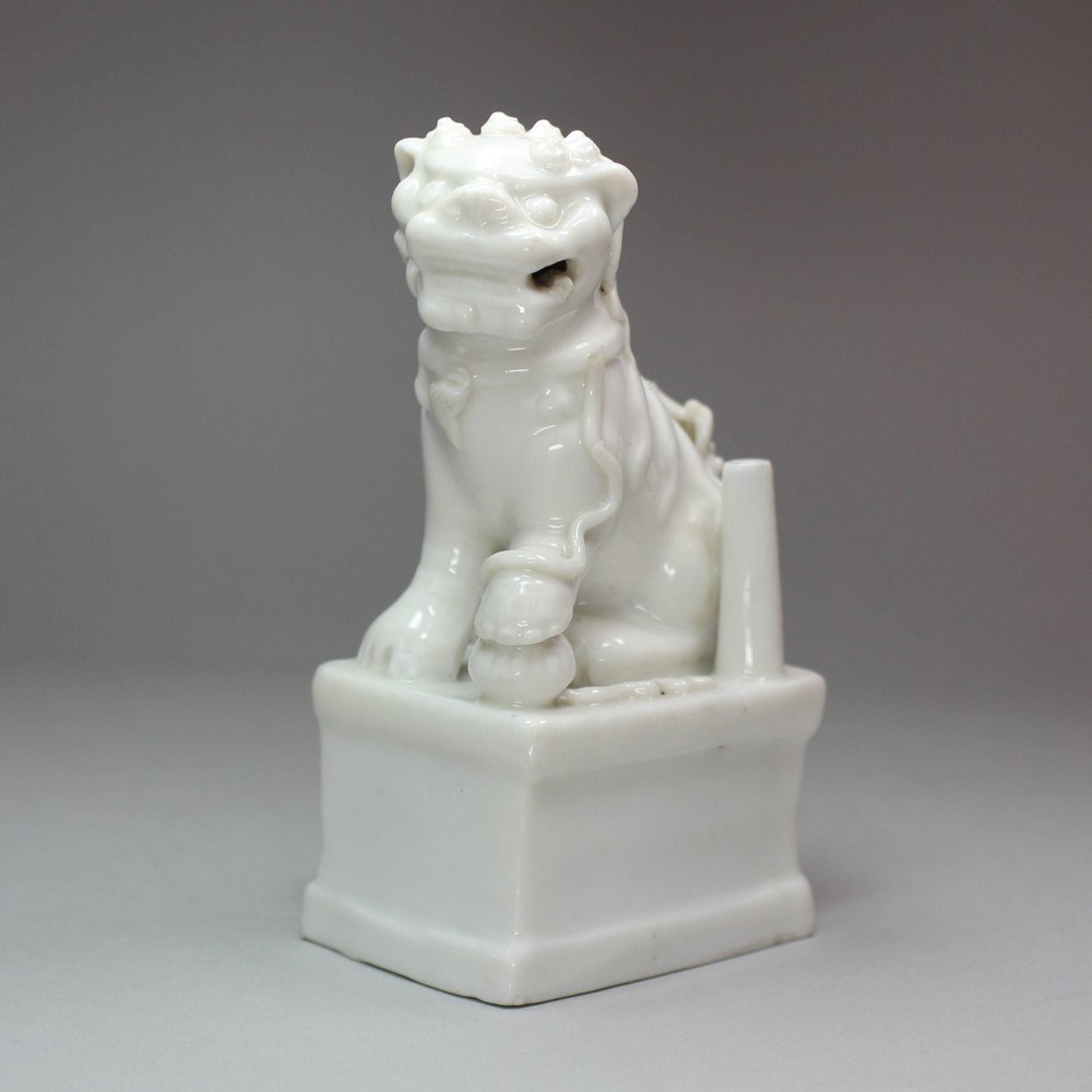 L426 Blanc-de-chine dog of Fo joss stick holder on a square  base