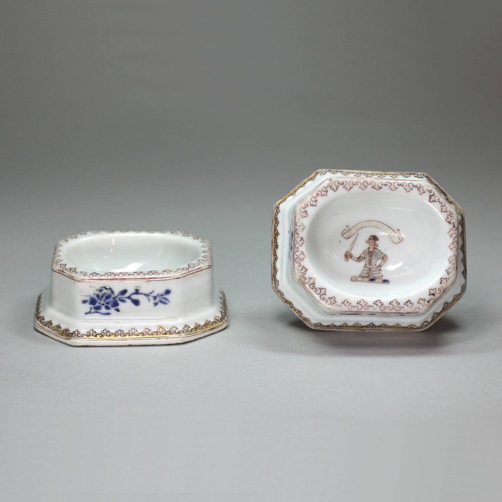 L665 Pair of Chinese armorial salts, c. 1740, Qianlong (1736-95)