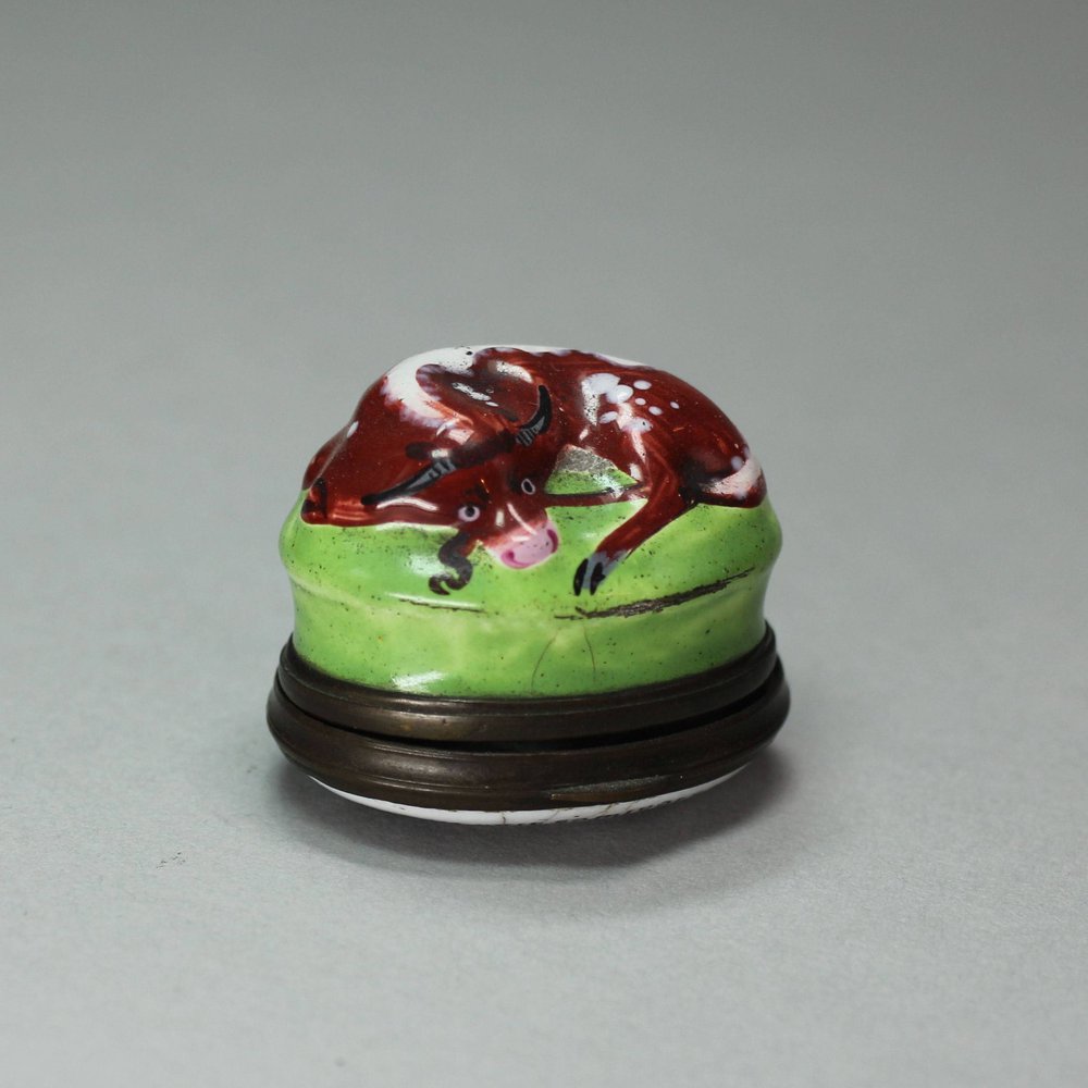 L668 Rare Staffordshire enamel patch box, 18th century