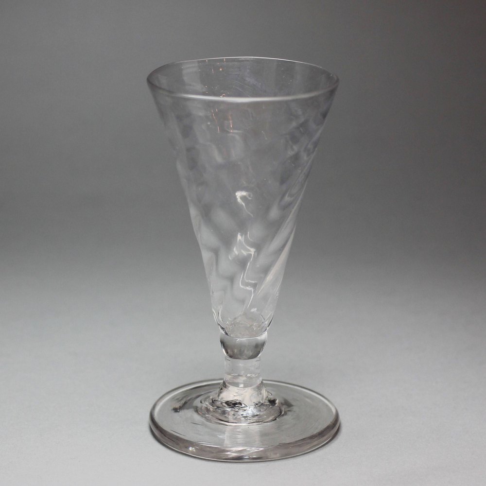 L746 English wine glass with wrythen bowl, c.1760
