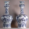 MW231 Pair of Dutch Delft blue and white garlic-necked vases