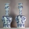 MW231 Pair of Dutch Delft blue and white garlic-necked vases