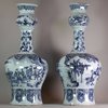 MW231 Pair of Dutch Delft blue and white garlic-necked vases