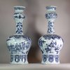 MW231 Pair of Dutch Delft blue and white garlic-necked vases