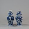 MW39A Pair of miniature Chinese blue and white waisted lobed vases