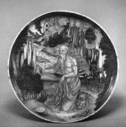 Figure 1. Dish on low foot, St Jerome and his lion in the wilderness
