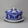 N485 Wedgwood blue jasper butter tub, cover and stand