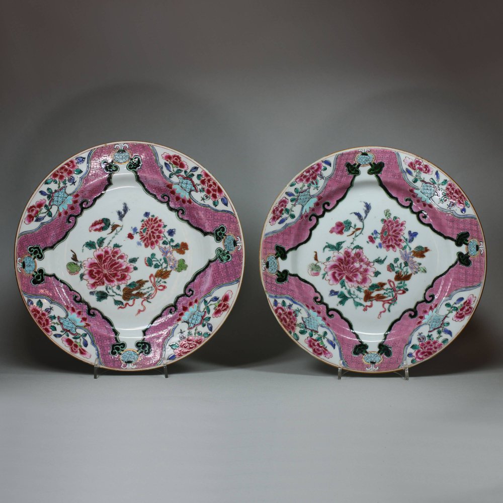 P188 Pair of famille rose plates, Qianlong (1736-95)