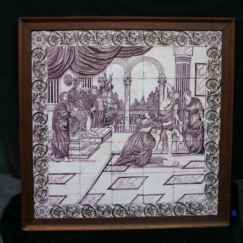 P241 Rotterdam manganese-red biblical tile picture, c1750