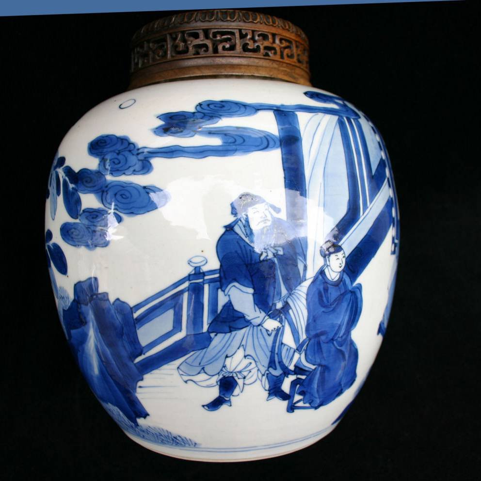 P335 Blue and white ginger jar, Kangxi  (1662-1722)