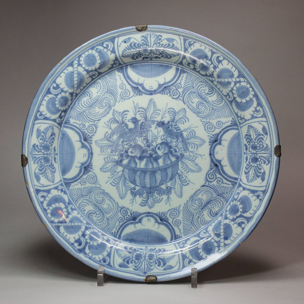 P56 German Nurnberg blue and white plate, circa 1720