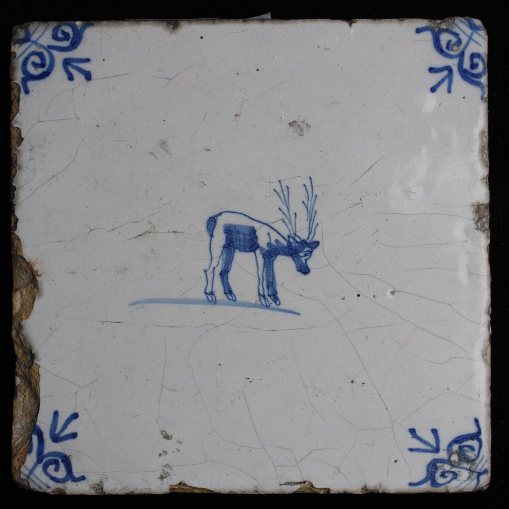 P673 Dutch Delft blue and white tile, 18th century