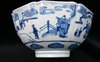 P77 Blue and white octagonal bowl, Kangxi (1662-1722)