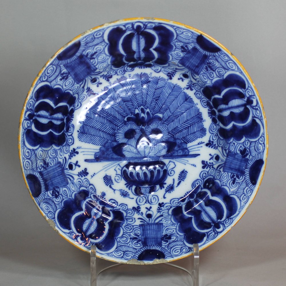Q107 Dutch Delft blue and white plate, mid 18th century
