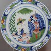 Q11 Dutch Delft polychrome pancake plate, circa 1769