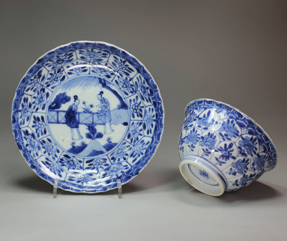 Q145 Blue and white bowl and saucer, Kangxi (1662-1722)