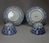 Q146 Pair of Chinese blue and white bowls and saucers