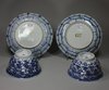 Q147 Pair of Chinese blue and white moulded bowls and saucers