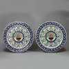 Q705 Pair of Dutch delft polychrome plates, 18th century