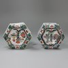 Q866 Pair of famille-verte hexagonal salts, Kangxi (1662-1722)