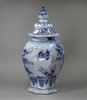 Q946 French faience blue and manganese jar and cover, Nevers